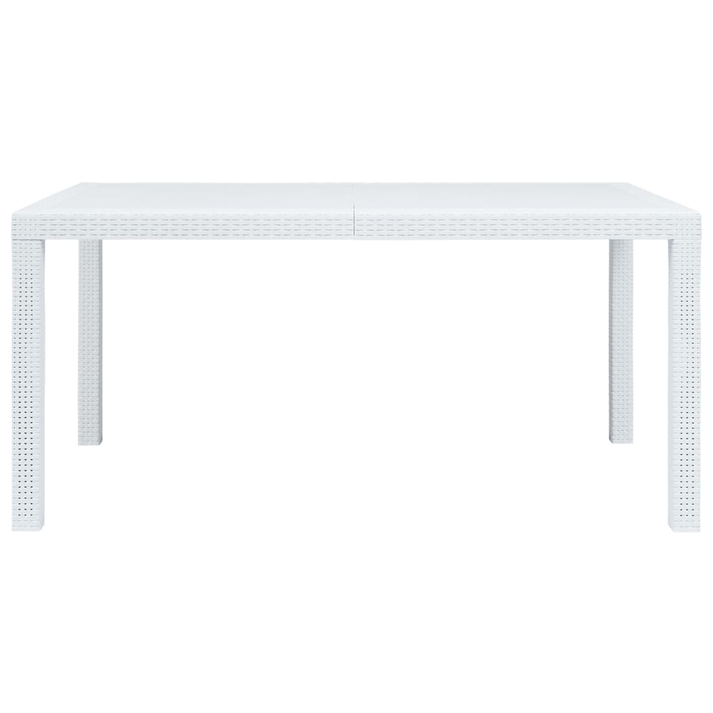 Gartentisch Weiss 150 x 90 x 72 cm Kunststoff Rattan-Optik